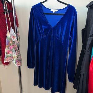 The Vanity Room Royal Blue Velvet Long Sleeve Dress
